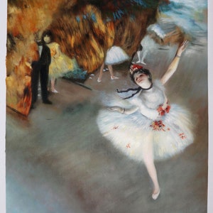 The Star - Edgar Degas hand-painted oil painting reproduction,Coffee Room Wall Art,Ballerina Dancing,Theater Room Decor,graceful dancing art