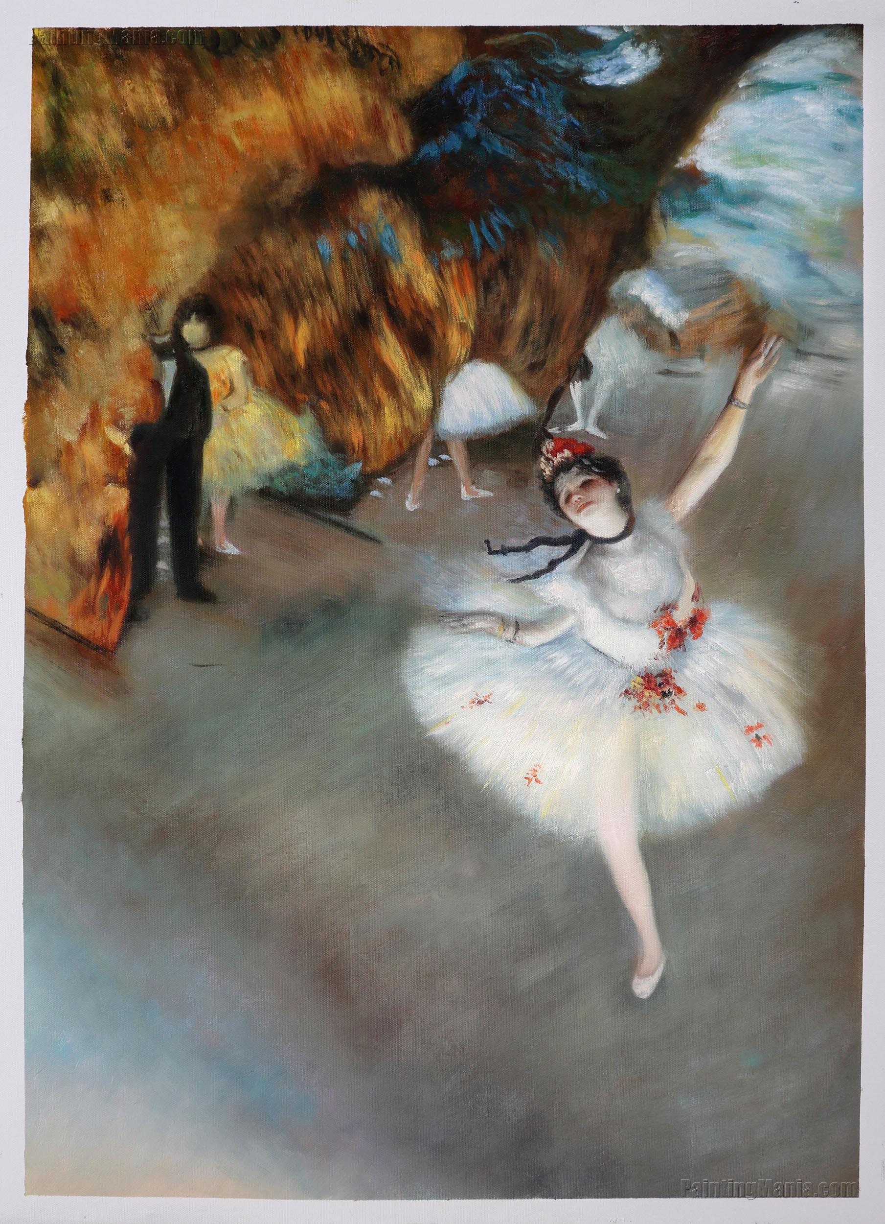The Star - Edgar Degas hand-painted oil painting reproduction,Coffee Room  Wall Art,Ballerina Dancing,Theater Room Decor,graceful dancing art