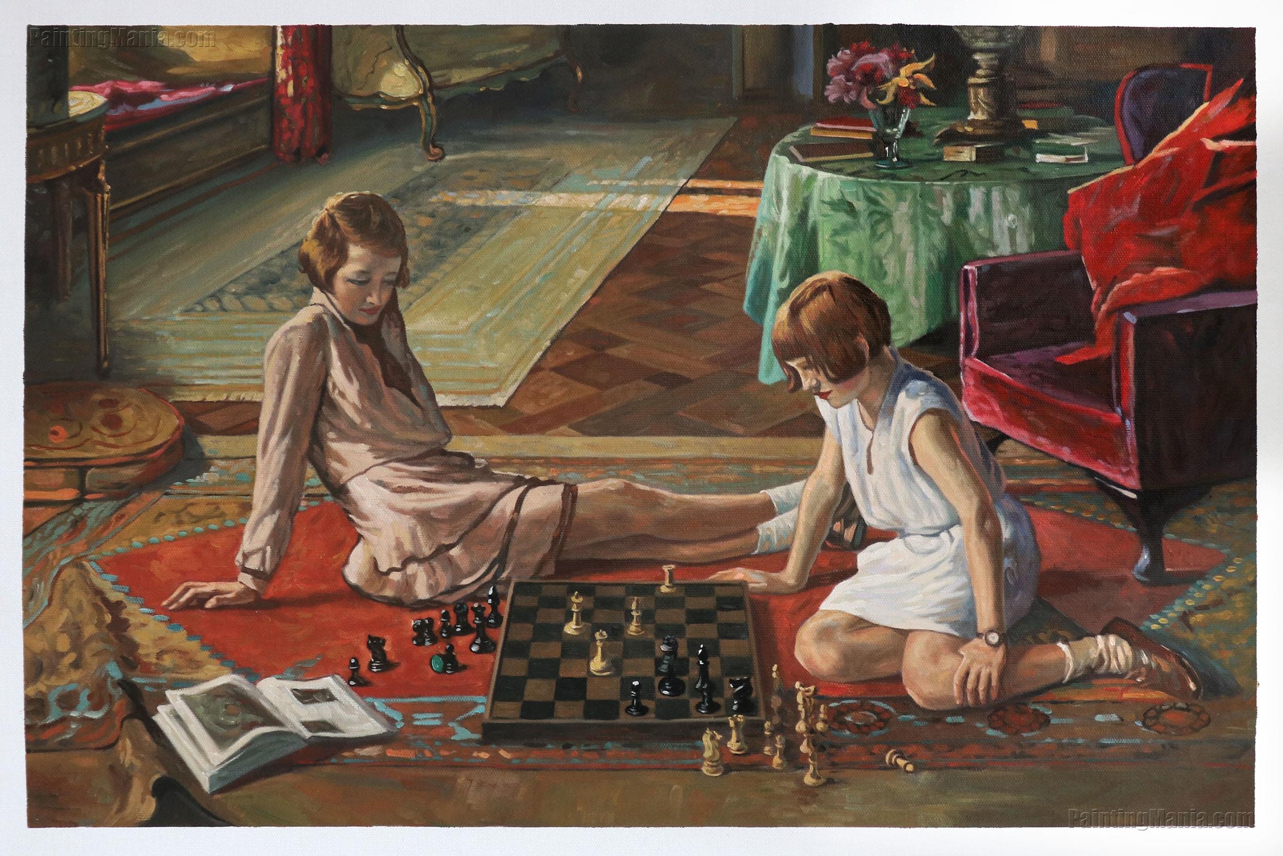 Michelangelo Famous Painting Wall Art.Chess players Print on Canvas. classical paintings Reproduction. Home Decor Pictures 50x75cm(19.7x29.6in) Frameless : : Everything Else