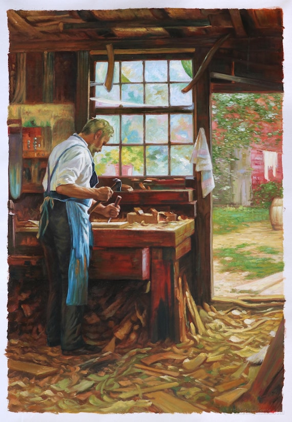 The Village Carpenter - Edward Henry Potthast Hand-painted Oil