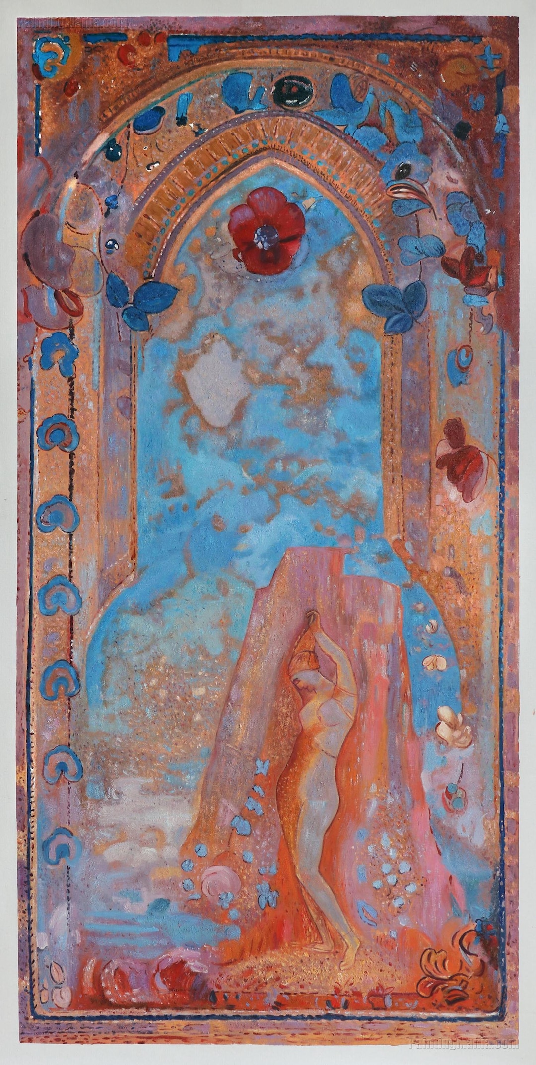 真作】 鬼沢泰治 「 レースの裸婦 」 F20号 油彩 タトウ 黄袋 師：中根