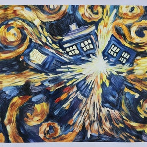 Exploding Tardis (Blue Box Exploding) - Doctor Who hand-painted oil painting,Pandorica Opens,modern abstract,vibrant scene wall art decor