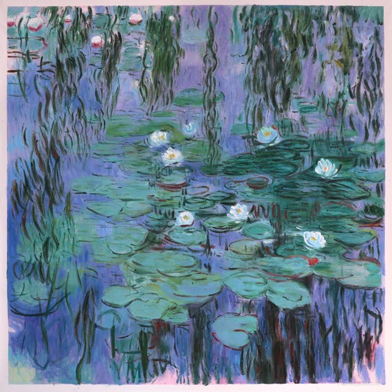 油彩画　「　モネの池　」手描き　原画　F8号 モネ【モンジュロンの池】 - 手描き 絵画（油絵複製画）販売の