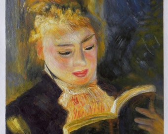 複製画 オーギュスト・ルノワール 油彩 額 バラを飾る少女 1876年 ルノワール【花瓶のばら】※オルセー美術館所蔵 - 手描き 絵画