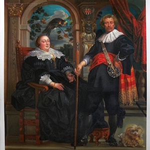 Portrait of Govaert van Surpele and his Wife - Jacob Jordaens hand-painted oil painting reproduction,couple portraits,family room wall art