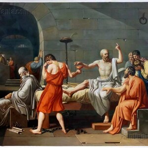 The Death of Socrates Jacques Louis David hand-painted oil painting reproduction,Greek prison scene,Neoclassical art,study room decoration image 1