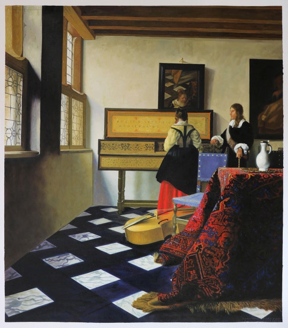 The Music Lesson - Johannes Vermeer Hand-painted Oil Painting