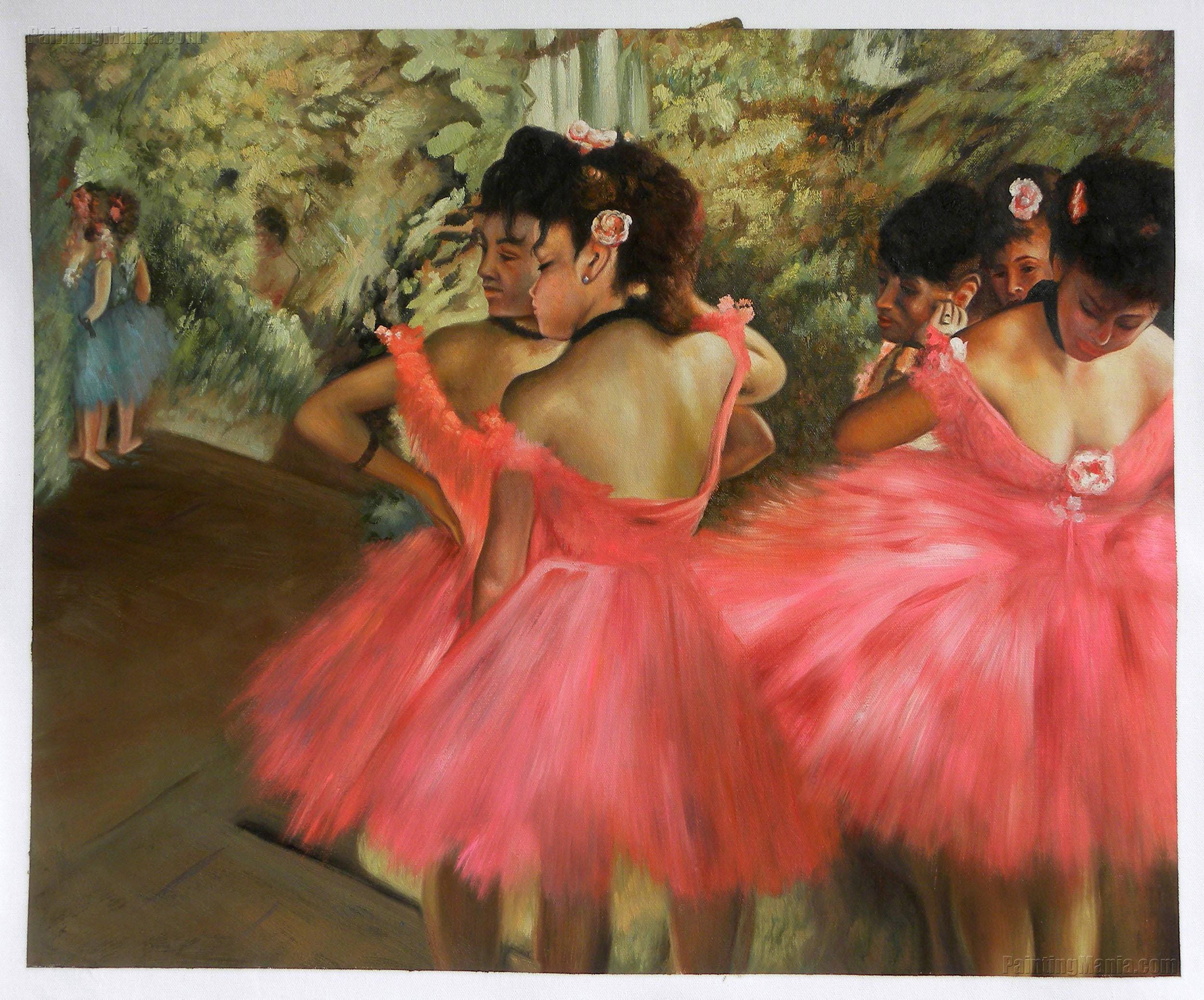 Dancers in Pink - Edgar Degas hand-painted oil painting  reproduction,Beautiful Ballet Dancers in Pink Swan Skirt,Coffee Room Wall  Art canvas