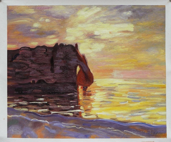 ネクタイ セッテピエゲ P8 絵画 油彩画 oil painting art Etretat, End of Day - Claude Monet Hand-painted Oil Painting