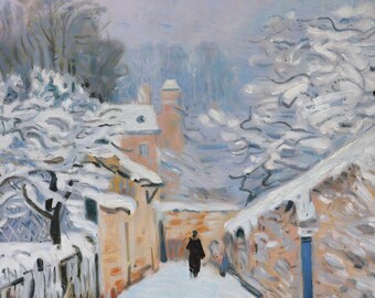 ルーヴシエンヌの雪 - アルフレッド・シスレーの手描き油絵複製
