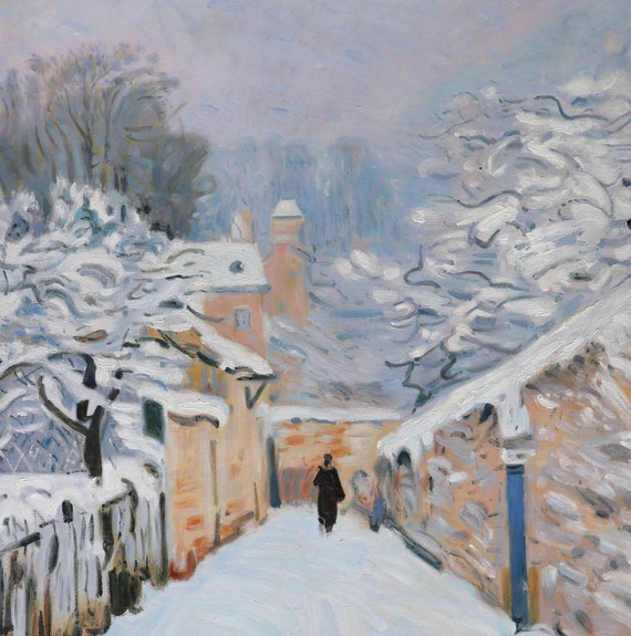 ルーヴシエンヌの雪 - アルフレッド・シスレーの手描き油絵複製