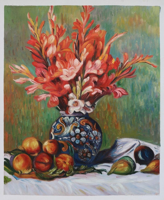 A Red Norwegian Table with Colorful Floral Painted Decoration A Red Norwegian Table with Colorful Floral Painted Decoration