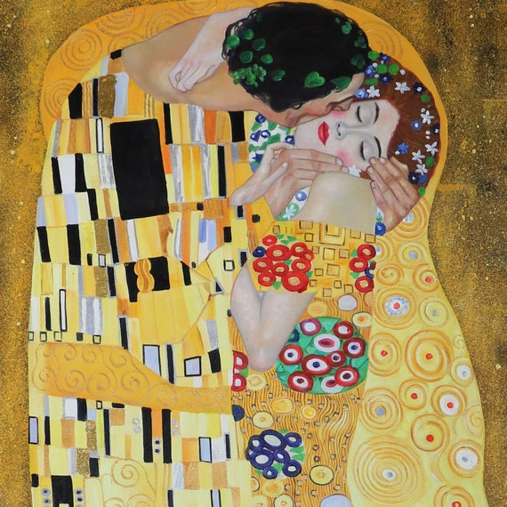 The Kiss Gustav Klimt Hand-painted Oil Painting,art Nouveau Style