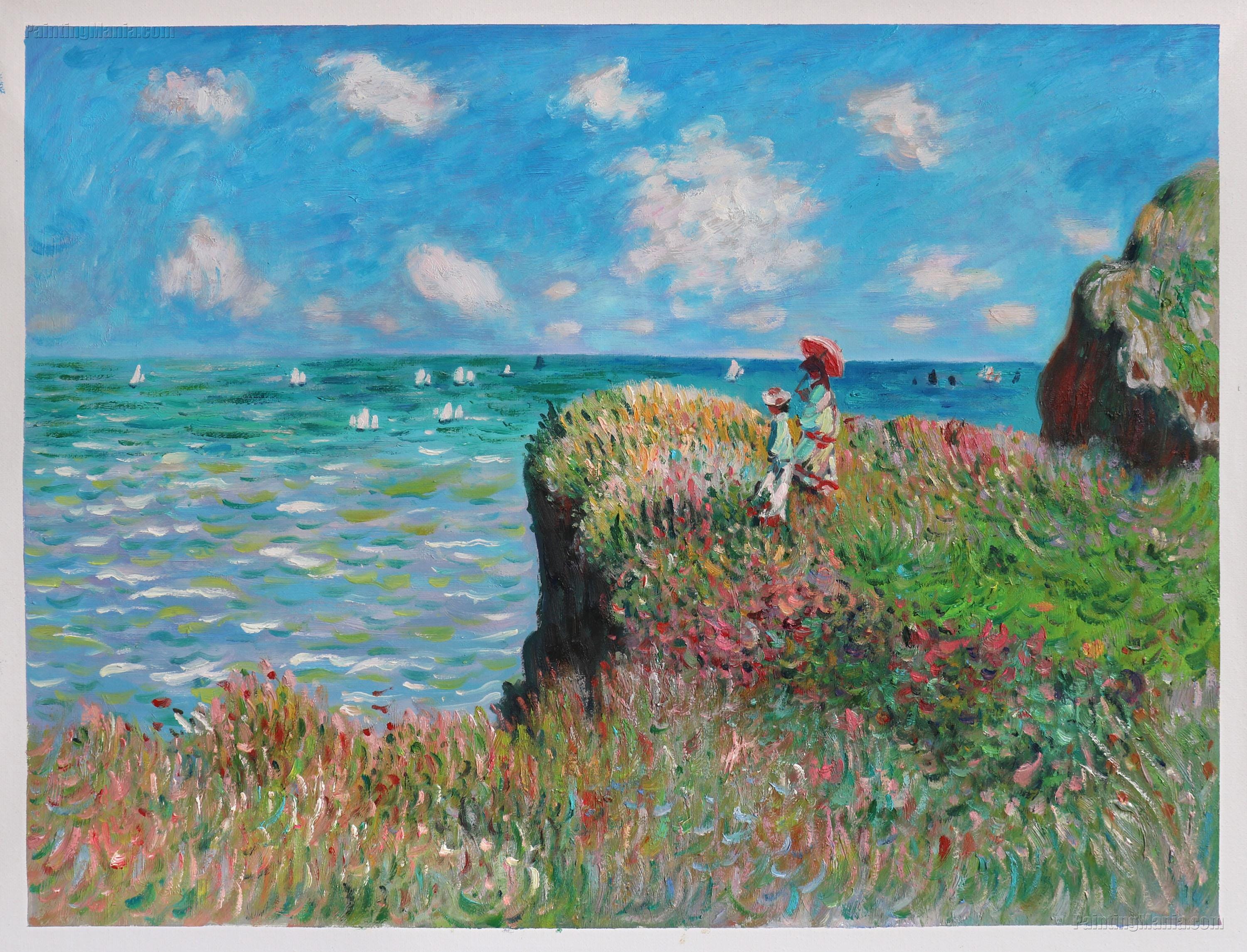 The Cliff Walk, Pourville - Claude Monet Hand-painted Oil The Cliff Walk, Pourville - Claude Monet Hand-painted Oil