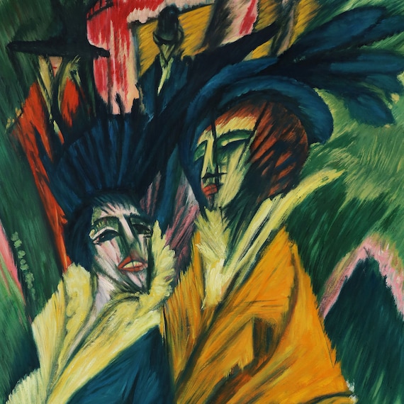 Two Women in the Street - Ernst Ludwig Kirchner Hand-painted Oil