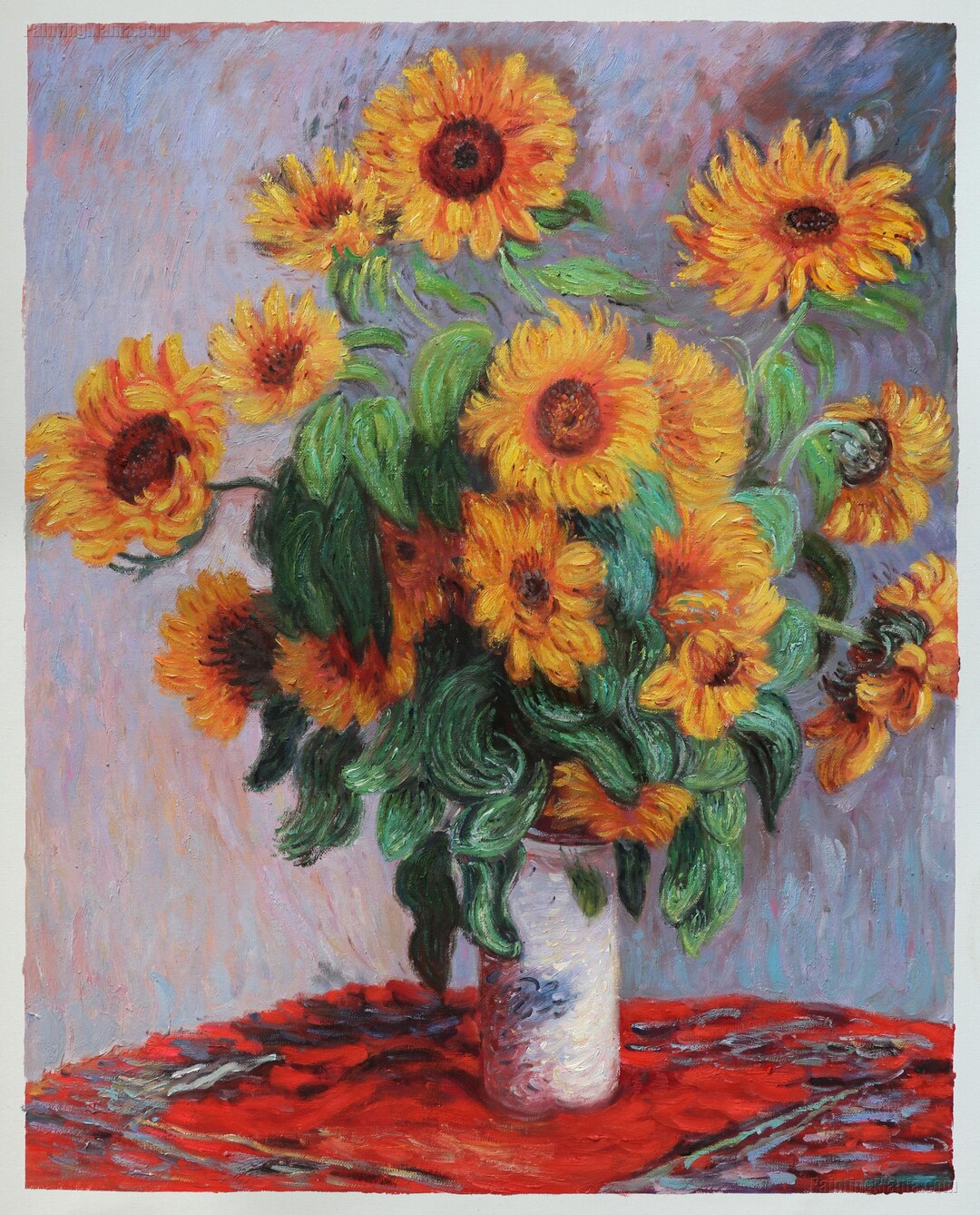 ひまわりの花束 - クロード・モネの手描き油絵の複製、6 つの花