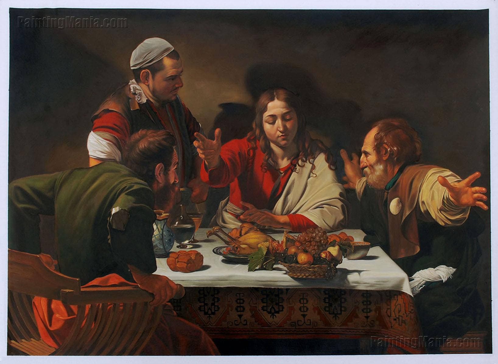 Supper at Emmaus (Cena in Emmaus) - Michelangelo Merisi da Caravaggio hand-painted oil painting reproduction,Christ with His Disciples Scene