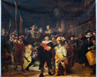 夜警』 – レンブラント・ファン・レインの手描き油絵、フランス