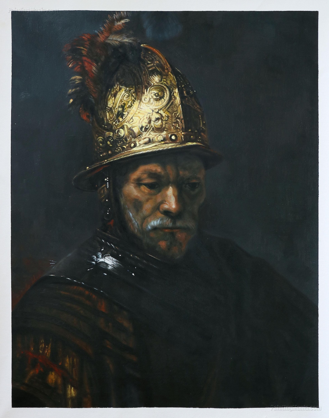 The Man With the Golden Helmet Rembrandt Van Rijn Handpainted Oil Painting, Pensive Expression