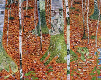 油絵　素晴らしいクリムトの風景画　美術アカデミー学生による完璧模写の本格的油絵 油絵 素晴らしいクリムトの風景画 美術アカデミー学生による完璧