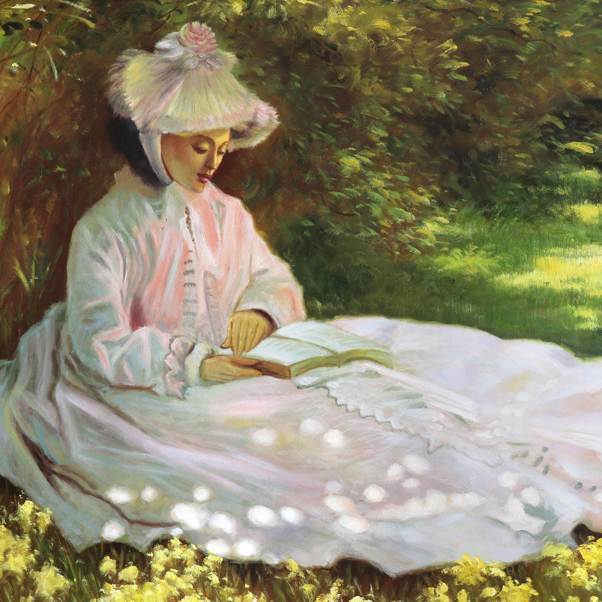 読書家 - クロード・モネの手描きの油絵、春の風景、ライラック 読書家 - クロード・モネの手描きの油絵、春の風景、ライラック