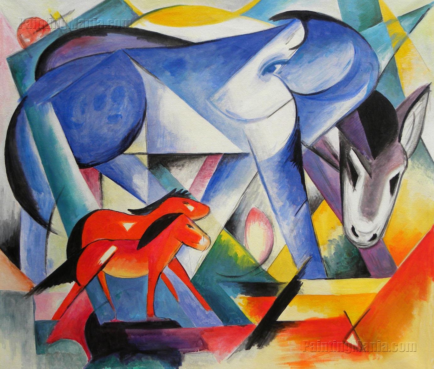 The First Animals Franz Marc hand painted oil painting reproduction vivid color abstract animal large wall art decor organic rhythm art