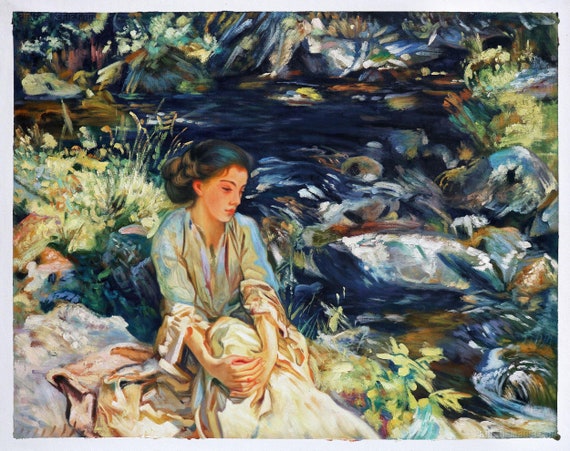 黒い小川 - ジョン・シンガー・サージェントの手描き油絵複製、北