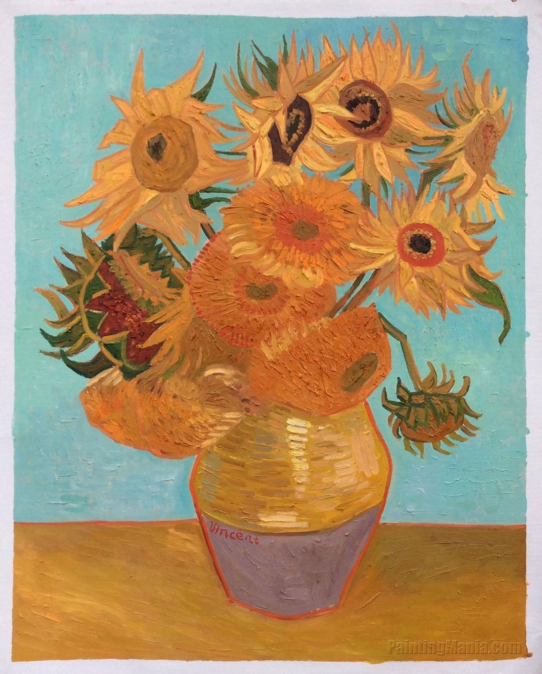 Still Life: Vase With Twelve Sunflowers - Vincent Van Gogh Hand-painted ...