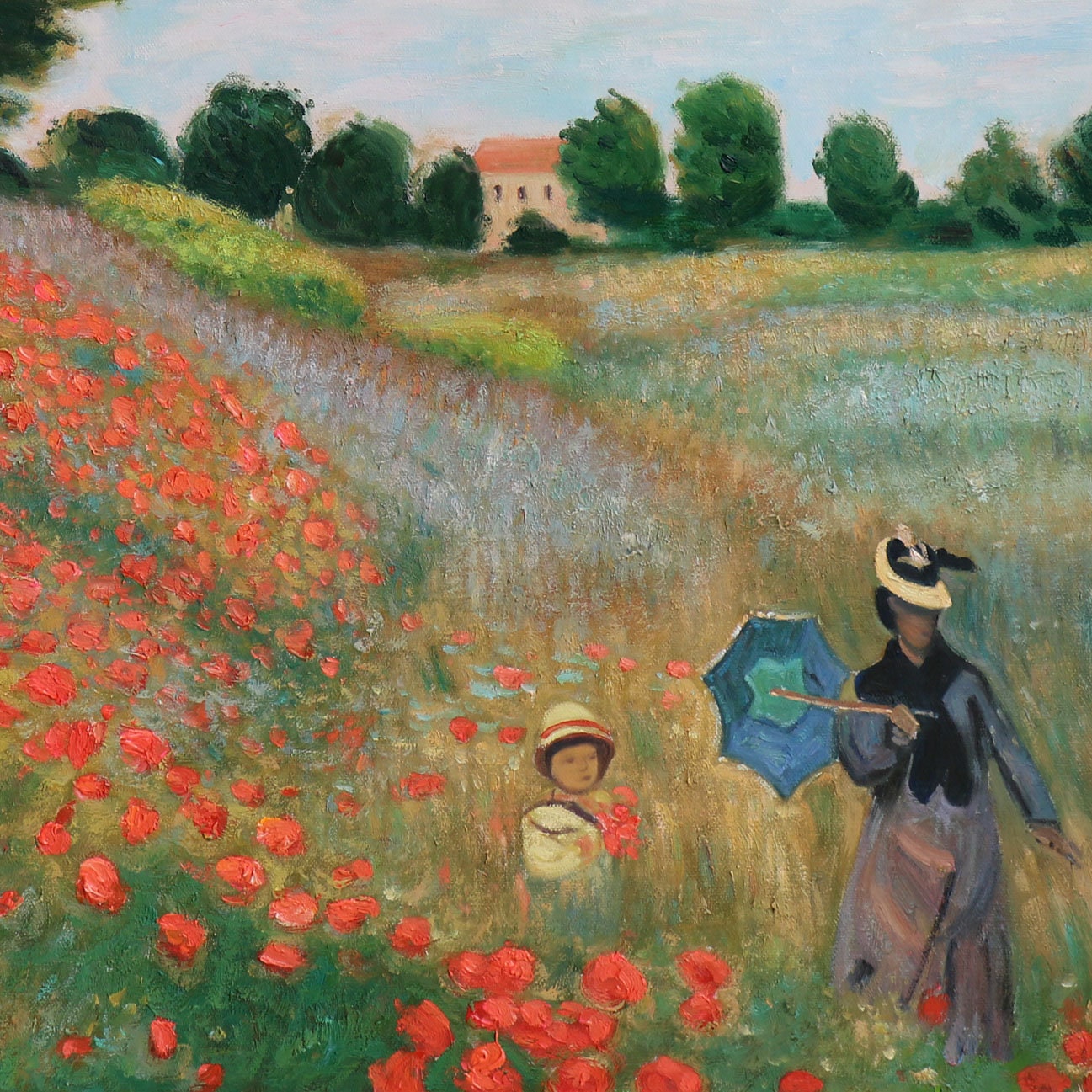 ポピー畑、アルジャントゥイユ - クロード・モネの手描き油絵複製