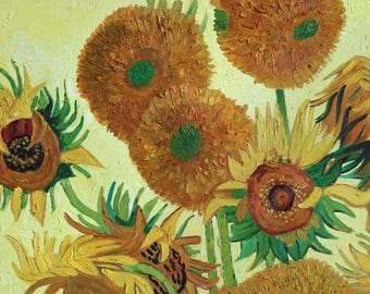ひまわり - ヴィンセント・ヴァン・ゴッホの手描きの油絵複製、花瓶の