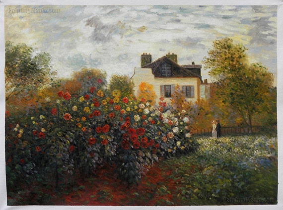 Monet's Garden at Argenteuil Claude Monet hand painted oil painting reproduction,vibrant blossoming flower garden landscape in bright sun Monet's Garden at Argenteuil Claude Monet hand painted oil painting reproduction,vibrant blossoming flower garden landscape in bright sun