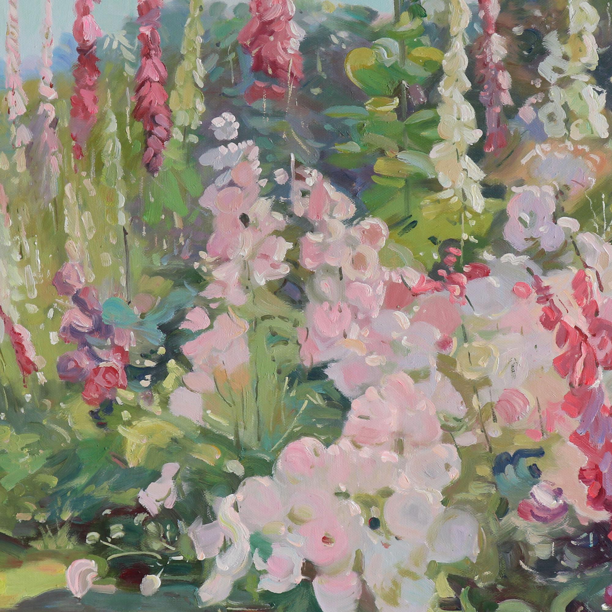 Hollyhocks - Abbott Fuller Graves Hand-painted Oil Painting