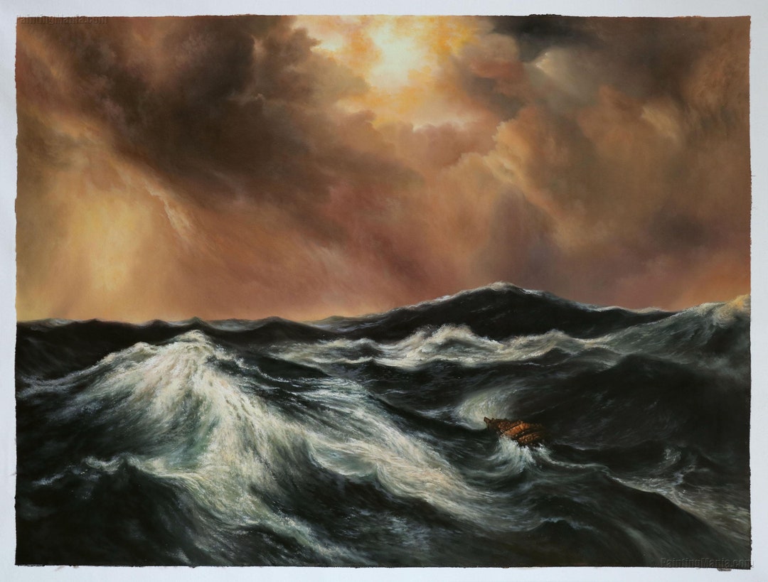 The Angry Sea - Thomas Moran Hand-painted Oil Painting