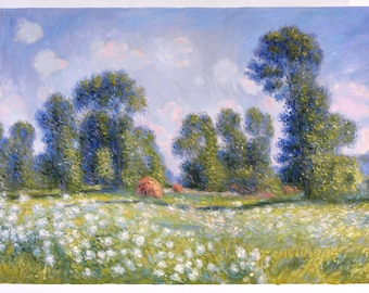 クロード・モネ、ジヴェルニーの草原、希少画集画、新品額付 ジヴェルニーの芸術家の庭