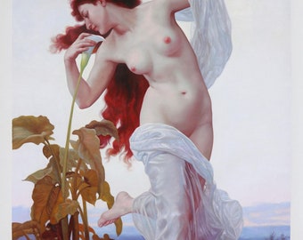 L&#39;aurore (Dawn) - William Bouguereau hand-painted oil painting reproduction,naked beautiful girl on beach,home decor wall art,bedroom canvas