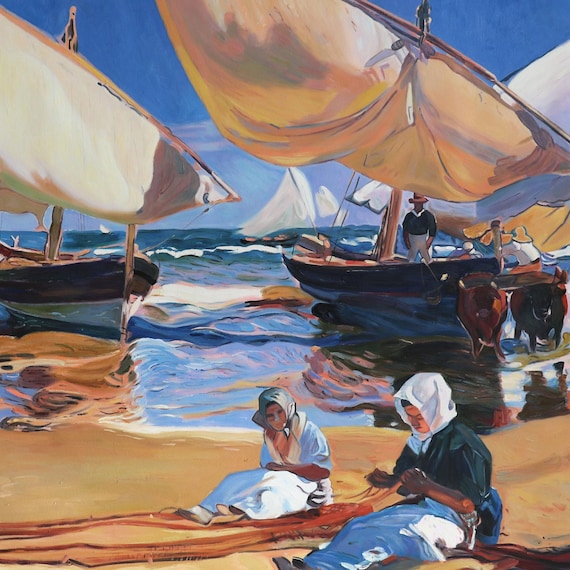 ホワキン・ソローリャ・バスティーダ、バレンシアの乗馬、新品額装付 バレンシアの浜辺にて - ホアキン・ソローリャ・イ・バスティーダ