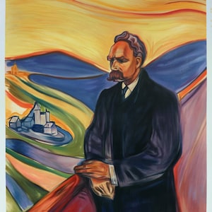 Friedrich Nietzsche - Edvard Munch hand-painted oil painting replica, German philosopher, cultural critic, poet, philologist, great man art image 1