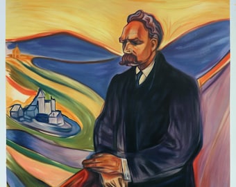 太陽 - エドヴァルド・ムンクの手描きの油絵の複製、太陽に覆われた空