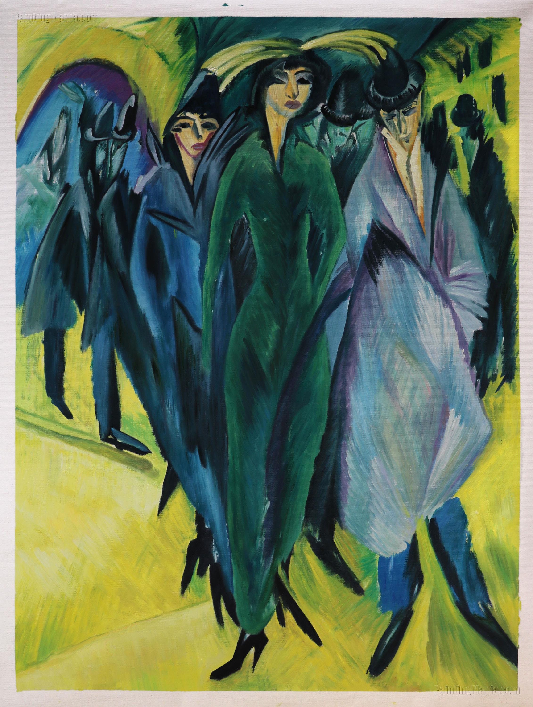 Frauen Auf Der Strasse - Ernst Ludwig Kirchner Hand-painted Oil