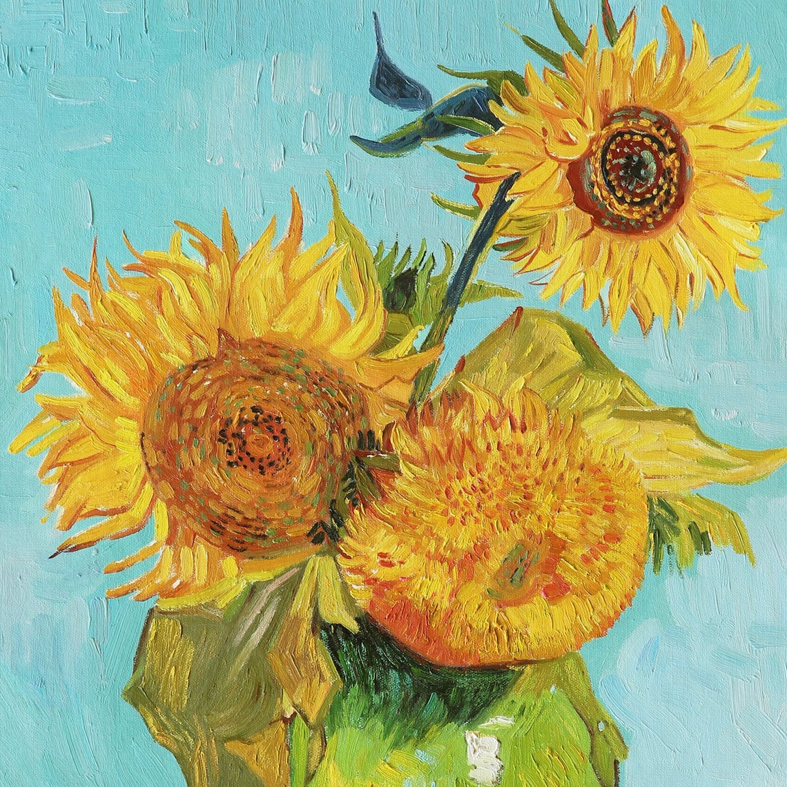 Three Sunflowers in a Vase Vincent Van Gogh Handpainted Oil Etsy