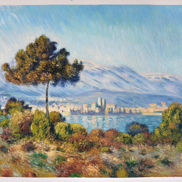 View of Antibes from the Notre-Dame Plateau - Claude Monet hand-painted oil painting reproduction, coastal city in sunlit French Riviera art