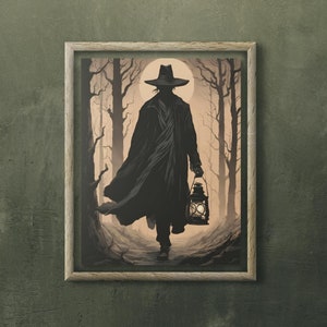 Western Halloween Poster | Gothic Cowboy Dekor | Dark Academia Gruselige Wandkunst | Vintage Hallowen Dekor Digitaler Download | Stimmungsvoll druckbar