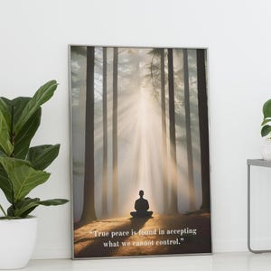 This inner peace art print is the perfect touch for any meditation or mindful space, offering inspiration through a calming quote. Ideal for those on a spiritual journey, it brings balance and positivity to homes, offices, and yoga studios alike.