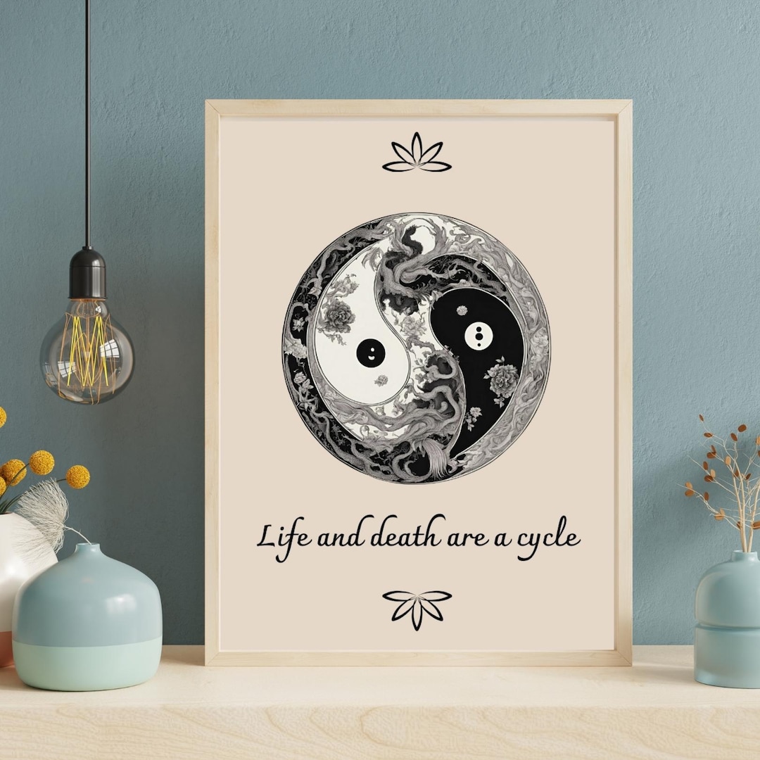 Zen Yin Yang Wall Art Life and Death Quote Print Japandi Minimalist ...