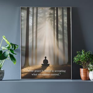 Embrace tranquility with this spiritual poster designed for those on a journey of self-discovery. This motivational print blends monastic philosophy making it ideal for creating a calming atmosphere in your home or meditation corner. ✨🌌