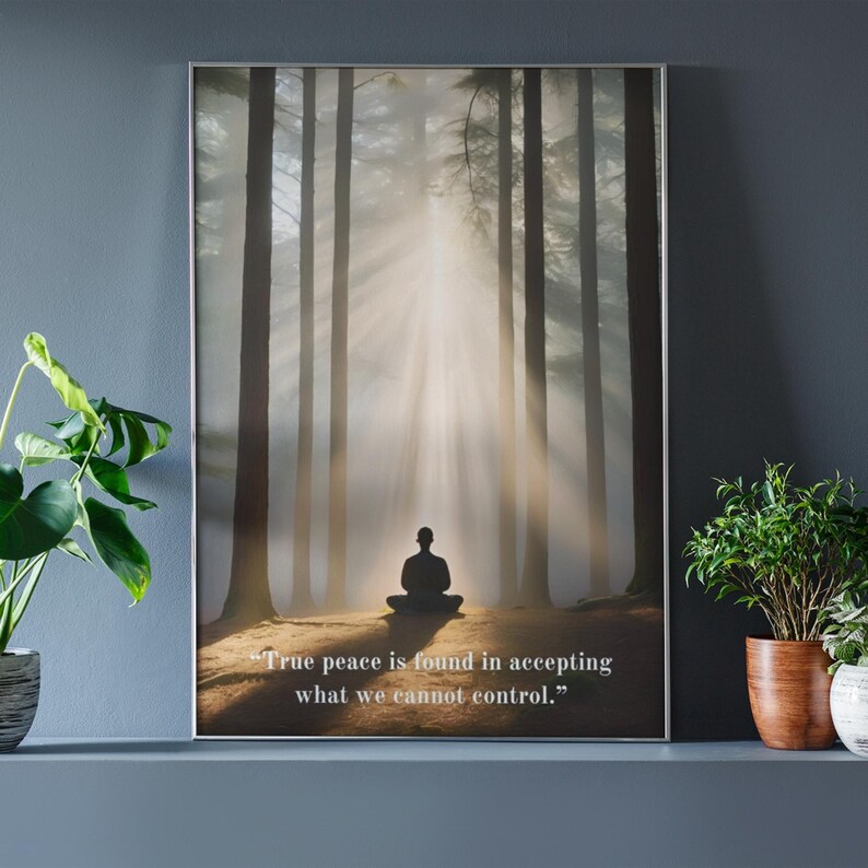Embrace tranquility with this spiritual poster designed for those on a journey of self-discovery. This motivational print blends monastic philosophy making it ideal for creating a calming atmosphere in your home or meditation corner. ✨🌌