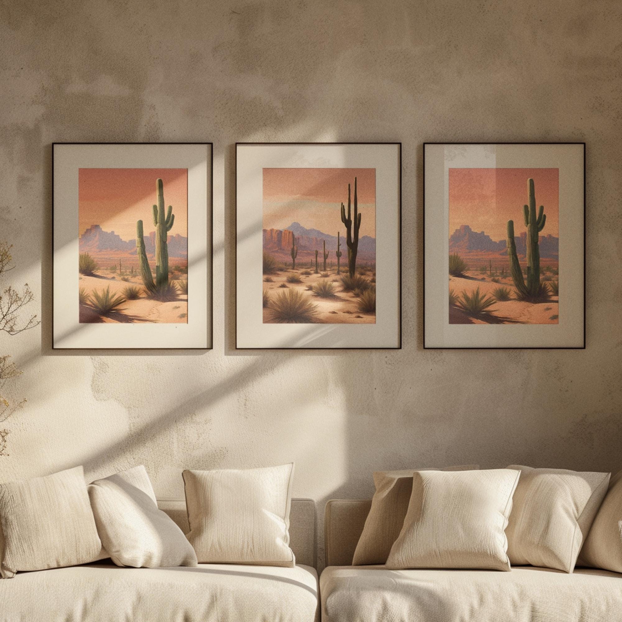 Western Wall Art Set | Cowboy Prints | Desert Landscape | Southwestern ...