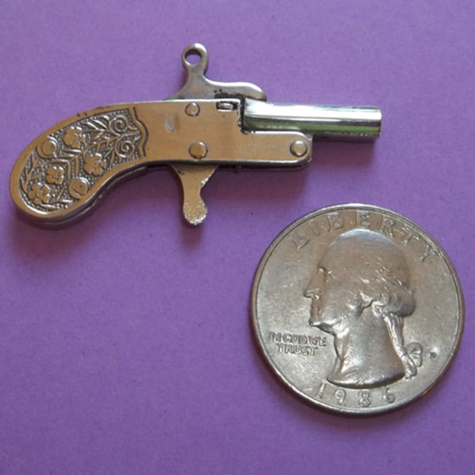 Vtg 50's 1 5/8 Miniature TOY Cap Gun Pistol...Nickel Etsy