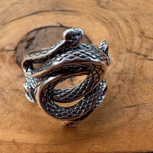 Twinned Serpent of the Veil |Snake ring silver
