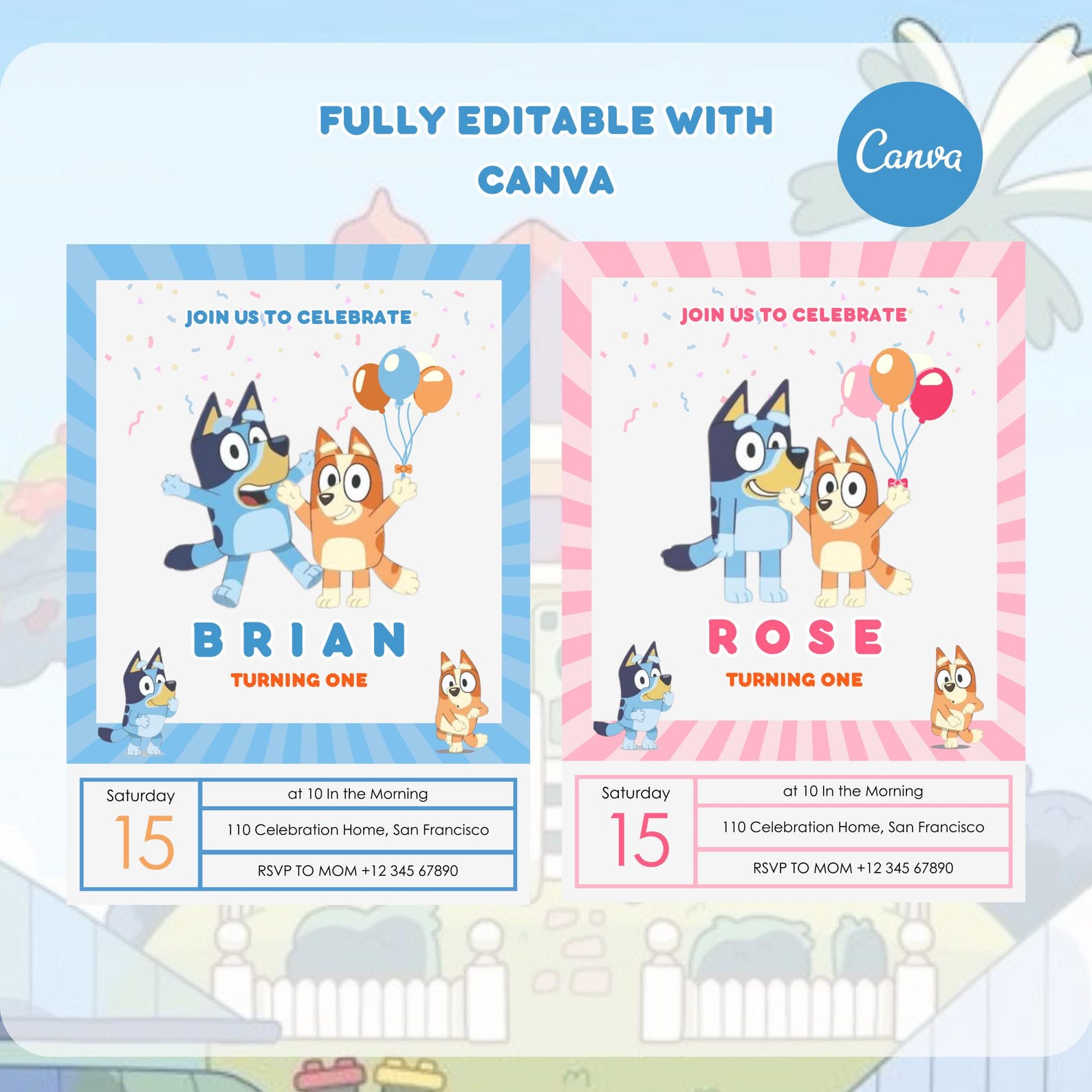 Bluey Birthday Invitation Card Template Bluey Printable Invitation ...